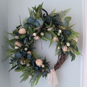 Wreath Flippers Handcrafted 18" Romantic Greenery Spring Wreath